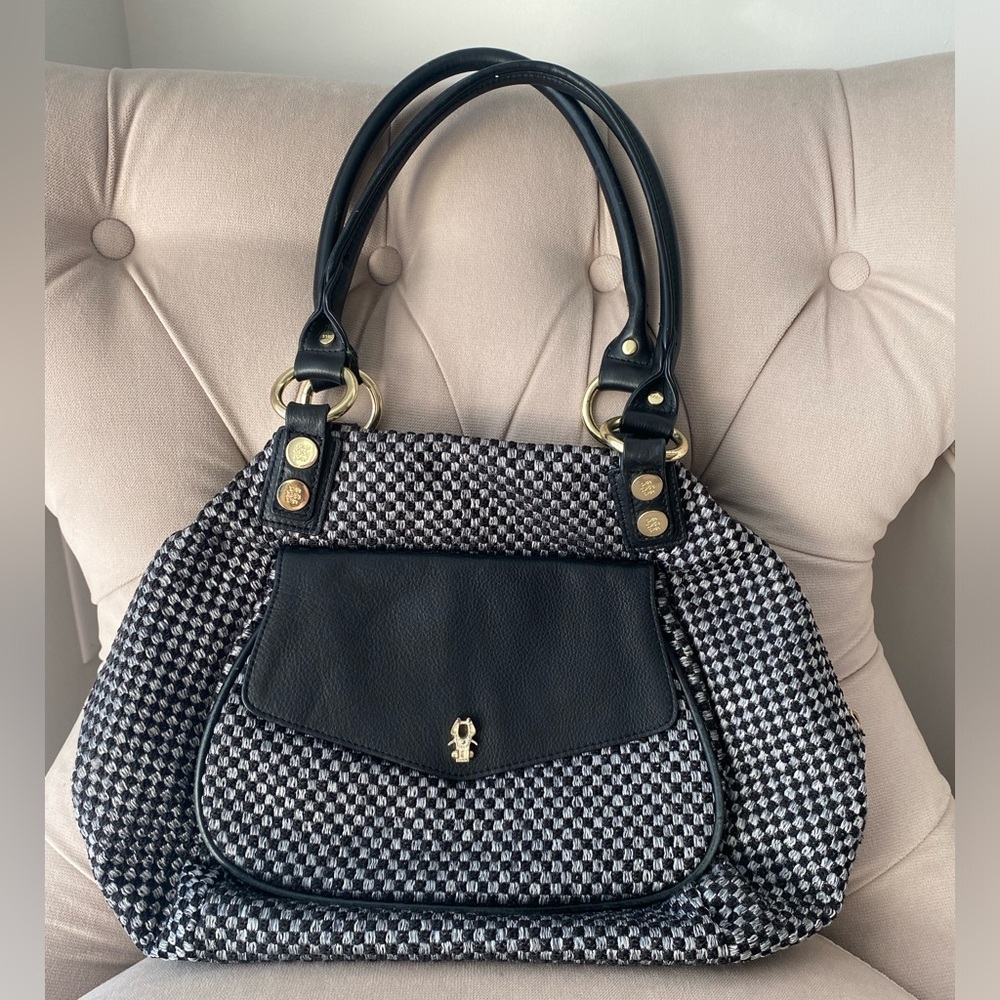 George Gina and Lucy bag. Black and white. Gorgeous interior fabric.